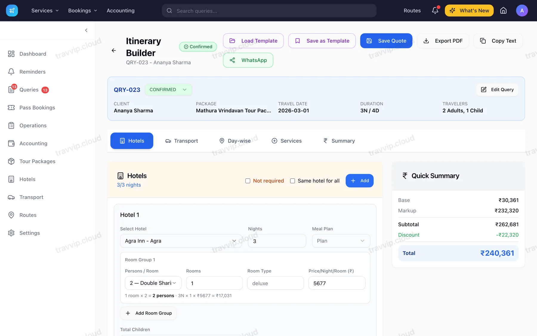 Choosing hotels and room groups